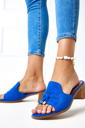 Modré papuče na podpätku s... 2