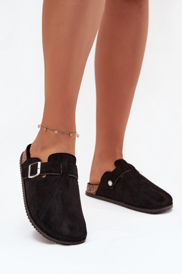 Papuče Dreváky Dámske s platformou strieborná farba s prackami Big Star SS274736 čierna 2