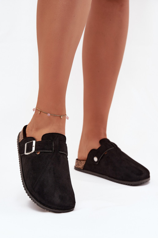 Papuče Dreváky Dámske s platformou strieborná farba s prackami Big Star SS274736 čierna