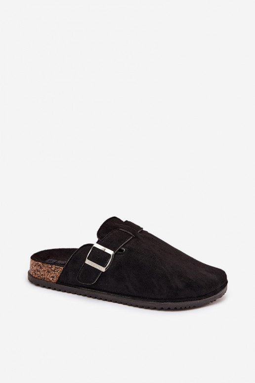 Papuče Dreváky Dámske s platformou strieborná farba s prackami Big Star SS274736 čierna