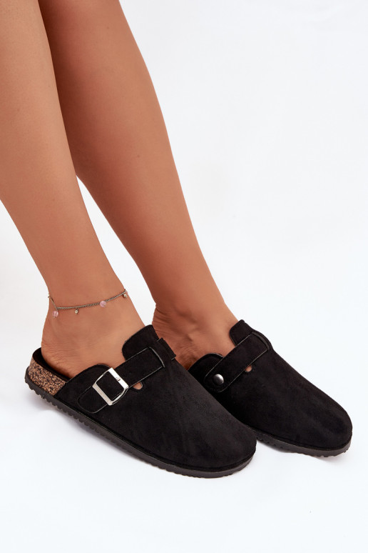 Papuče Dreváky Dámske s platformou strieborná farba s prackami Big Star SS274736 čierna