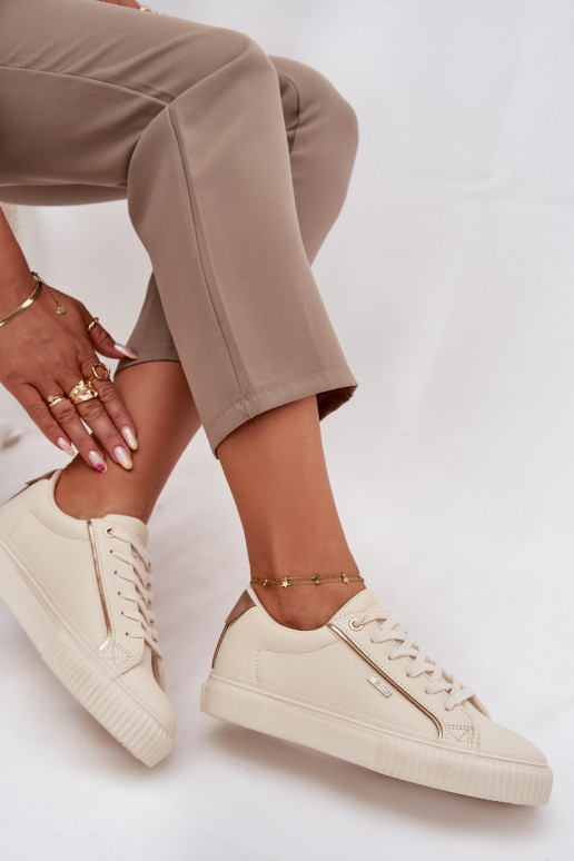 Dámske Tenisky model obuvi z eko kože Big Star SS274027 béžová-zlatej farby