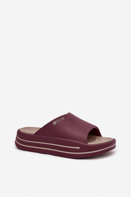 Dámske papuče s platformou Big Star SS274425 bordová