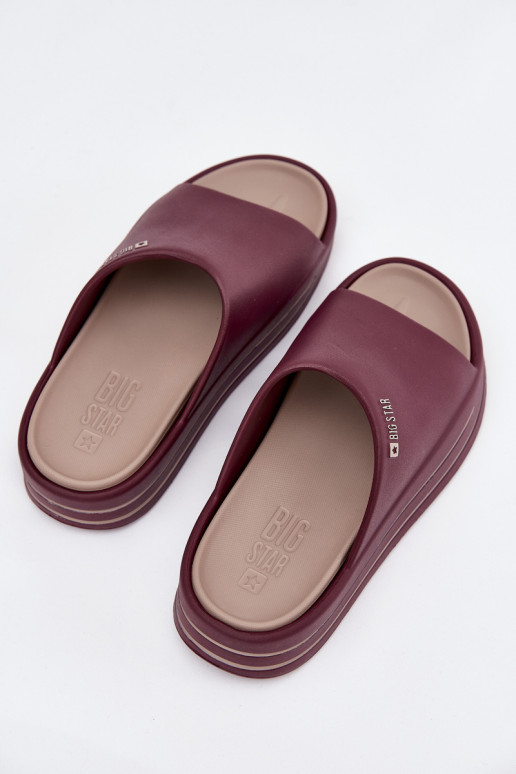 Dámske papuče s platformou Big Star SS274425 bordová