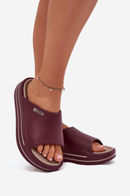 Dámske papuče s platformou Big Star SS274425 bordová