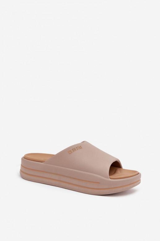 Dámske papuče s platformou Big Star SS274424 béžová