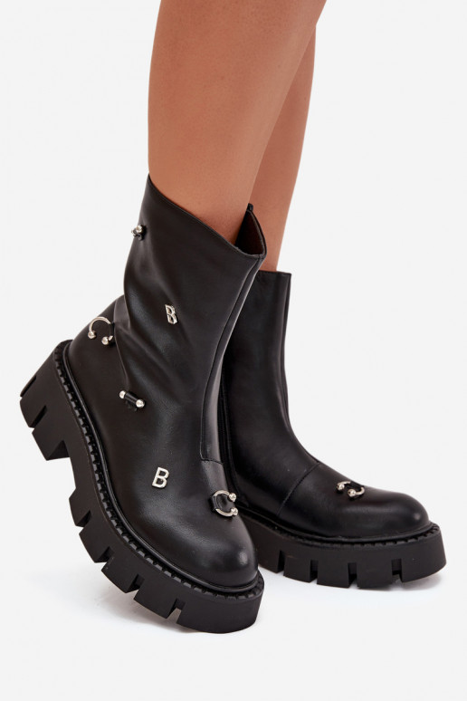 zahriať sa Dámske čižmy Zapnuté Hrad s krásnymi detailmi čierna Thavira