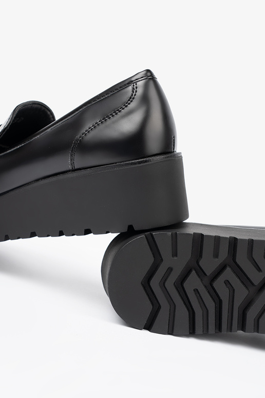 Elegantný štýl čierna Dámske mokasíny na hrubej podrážke