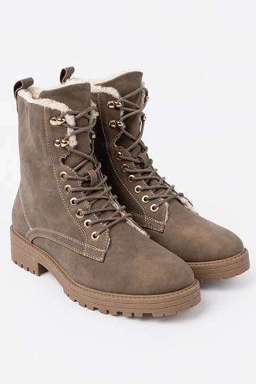 Štýlový Dámske čižmy tmavébéžová z grubą podeszIną