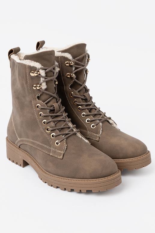 Štýlový Dámske čižmy tmavébéžová z grubą podeszIną