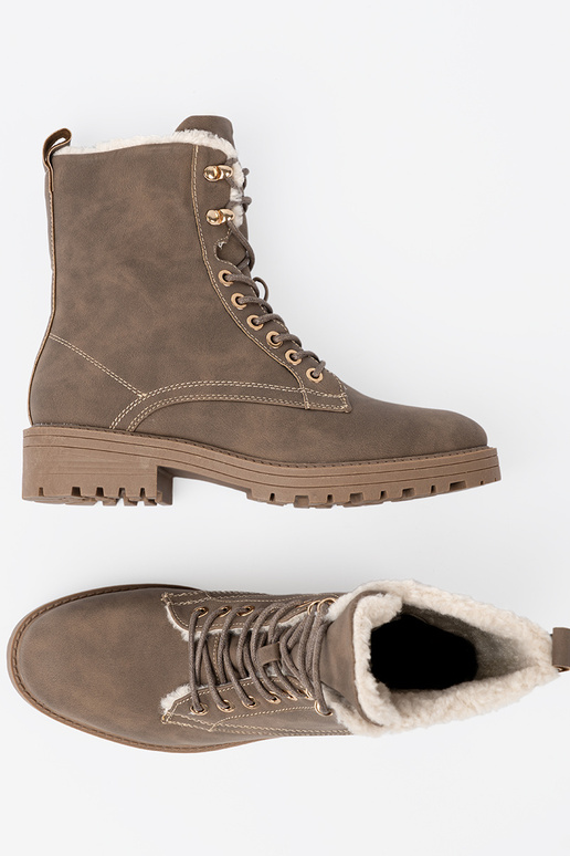 Štýlový Dámske čižmy tmavébéžová z grubą podeszIną