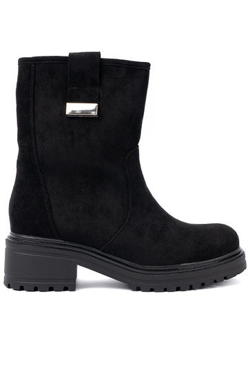 čierna dámske čižmy na masyInnej podeszInie 2