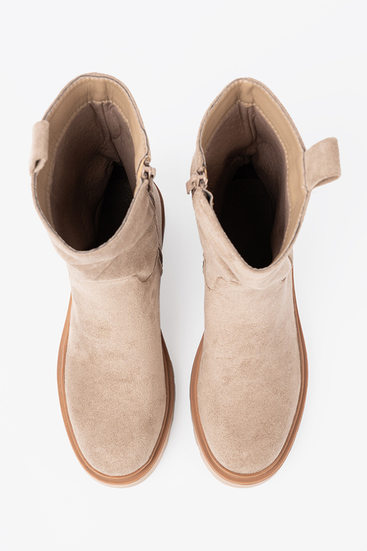 Minimalistyczne čižmy béžová z miękkiego zamszu