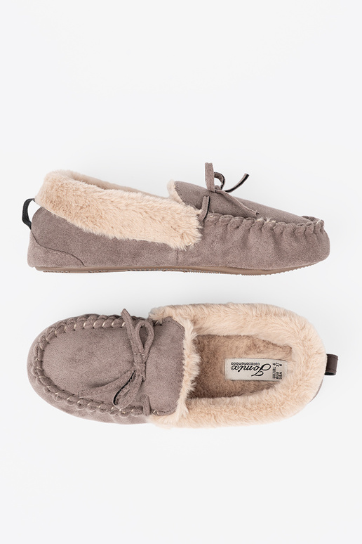 béžová kapcie s lukom i puszystym Innętrzem typu Dámske mokasíny