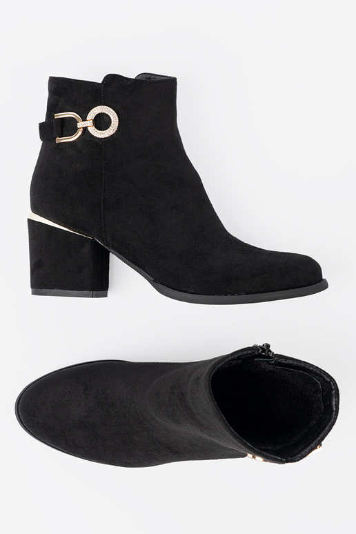 čierna dámske čižmy z elegancką sprzączką