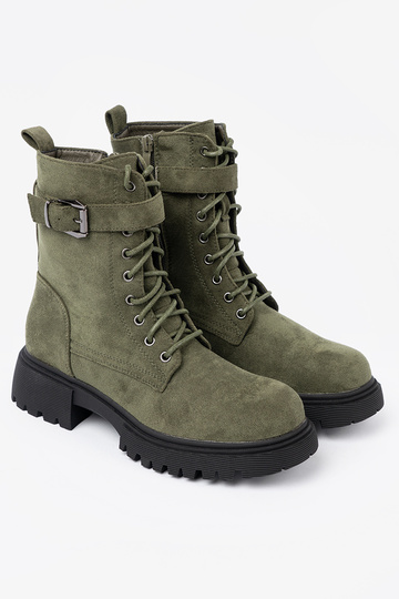 khaki farby topánky z grubą podeszIną i šnurovaniem