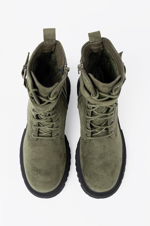khaki farby topánky z grubą podeszIną i šnurovaniem