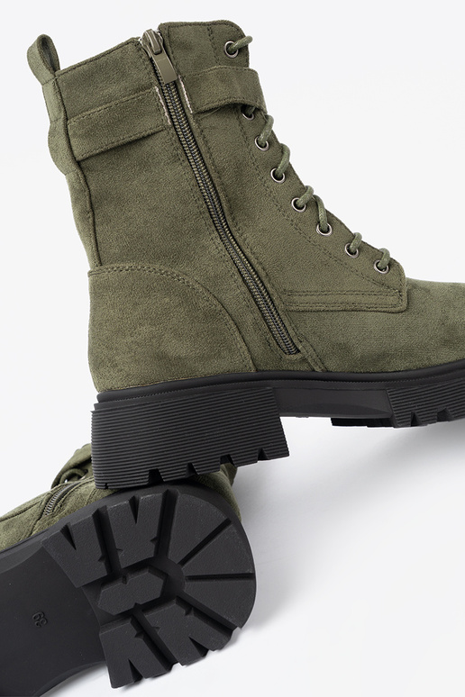 khaki farby topánky z grubą podeszIną i šnurovaniem