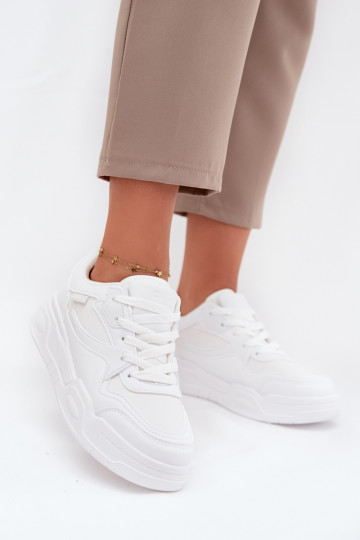 Dámske biele sneakers štýlu topánky s platformou Big Star SS274590 HI-POLY SYSTEM