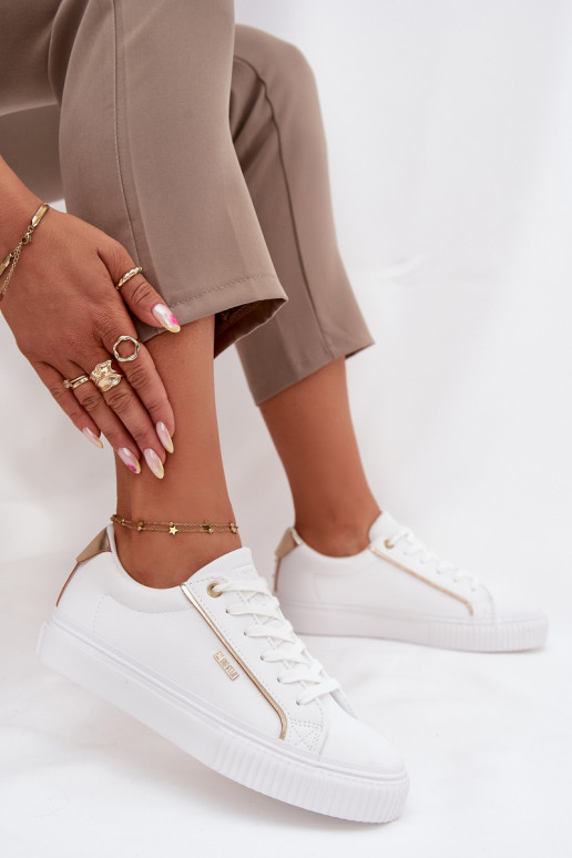 Dámske Tenisky model obuvi z eko kože Big Star SS274026 biely-zlatej farby