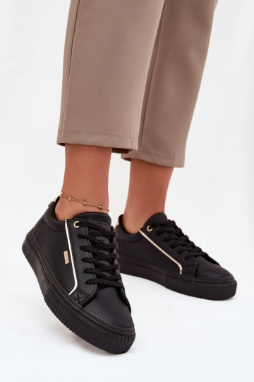Dámske čierne a zlaté sneakers štýlu topánky z eko kože Big Star SS274025 2