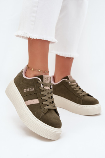 Dámske zelené sneakers štýlu topánky s platformou Big Star SS274349 2