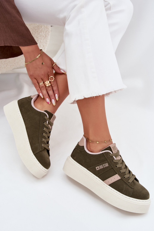 Tenisky model obuvi Dámske s platformou Big Star SS274349 zelená farba