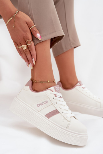 Dámske biele sneakers štýlu topánky s platformou Big Star SS274346