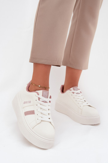 Dámske biele sneakers štýlu topánky s platformou Big Star SS274346 2