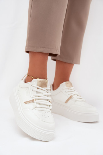 Dámske biele sneakers štýlu topánky s platformou Big Star SS274359 2