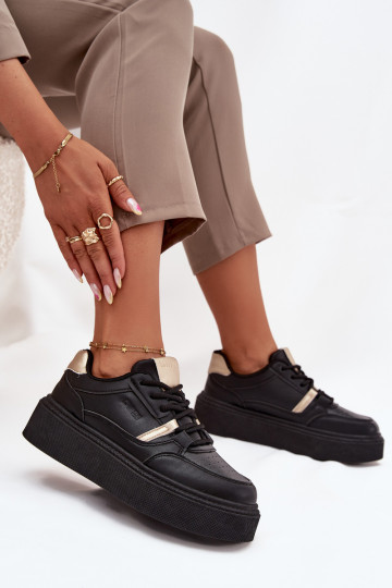 Dámske čierne sneakers štýlu topánky s platformou Big Star SS274360