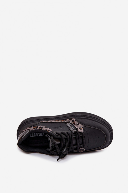 Dámske Tenisky model obuvi s platformou Big Star SS274358 so vzormi leopardej kožušiny čierna Dámske Tenisky model obuvi s platformou Big Star SS274358 so vzormi leopardej kožušiny čierna