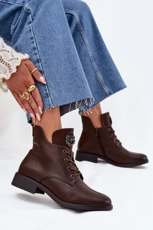 nízke podpätky pre ženy so širokými podpätkami S Ornatem Detalem zahriať sa Hnedá farba Cylira nízke podpätky pre ženy so širokými podpätkami S Ornatem Detalem zahriať sa Hnedá farba Cylira