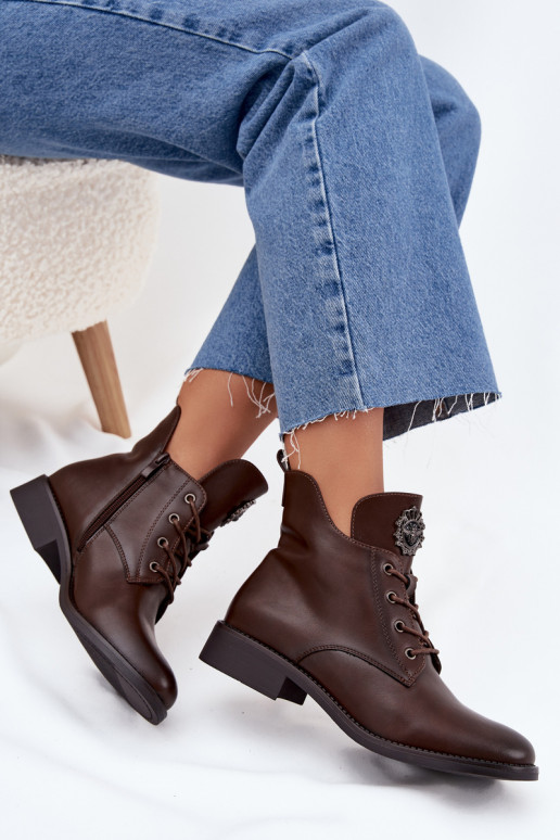 nízke podpätky pre ženy so širokými podpätkami S Ornatem Detalem zahriať sa Hnedá farba Cylira nízke podpätky pre ženy so širokými podpätkami S Ornatem Detalem zahriať sa Hnedá farba Cylira