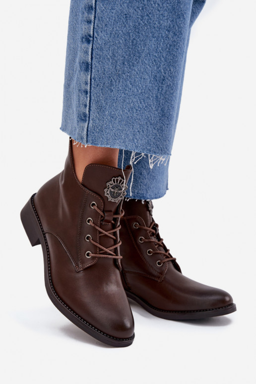 nízke podpätky pre ženy so širokými podpätkami S Ornatem Detalem zahriať sa Hnedá farba Cylira nízke podpätky pre ženy so širokými podpätkami S Ornatem Detalem zahriať sa Hnedá farba Cylira