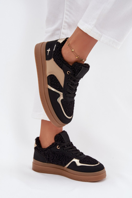 Tenisky model obuvi Dámske s platformou s kožušinou Typu Baranek čierna Frelina Tenisky model obuvi Dámske s platformou s kožušinou Typu Baranek čierna Frelina