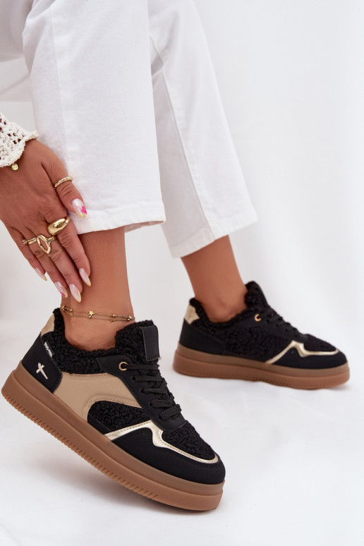 Tenisky model obuvi Dámske s platformou s kožušinou Typu Baranek čierna Frelina Tenisky model obuvi Dámske s platformou s kožušinou Typu Baranek čierna Frelina