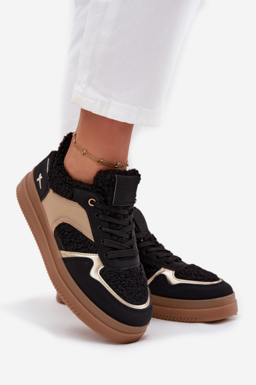 Tenisky model obuvi Dámske s platformou s kožušinou Typu Baranek čierna Frelina Tenisky model obuvi Dámske s platformou s kožušinou Typu Baranek čierna Frelina