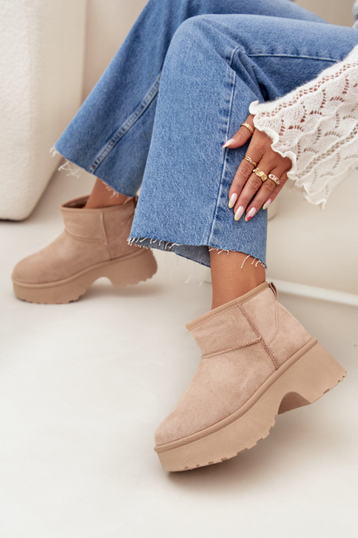 Snehule Dámska nízka Trvalý model zahriať sa s kožušinou vo vnútri khaki farby Mávelle