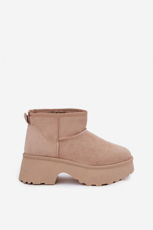 Snehule Dámska nízka Trvalý model zahriať sa s kožušinou vo vnútri khaki farby Mávelle