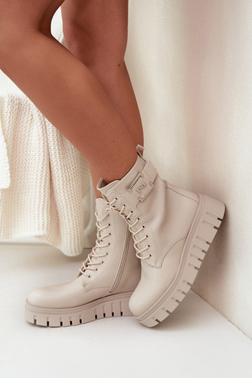 Dámske čižmy s platformou S Ornatem Detalem zahriať sa slonovina Lyrana