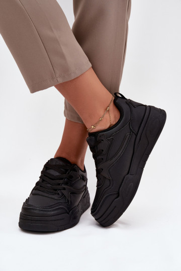 Dámske čierne topánky modelu Sneakers s platformou Big Star SS274589 HI-POLY SYSTEM