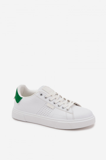 Pánske biele a zelené voľnočasové topánky modelu Sneakers z eko kože Big Star OO174116