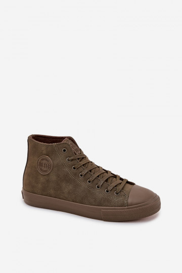 Pánske topánky na voľný čas zahriať sa z eko kože Big Star OO174250 HI-POLY SYSTEM khaki farby