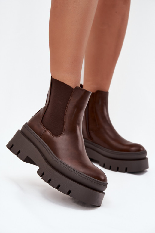 zahriať sa štýlové čižmy Dámske s platformou CzekoladoIne Ismira