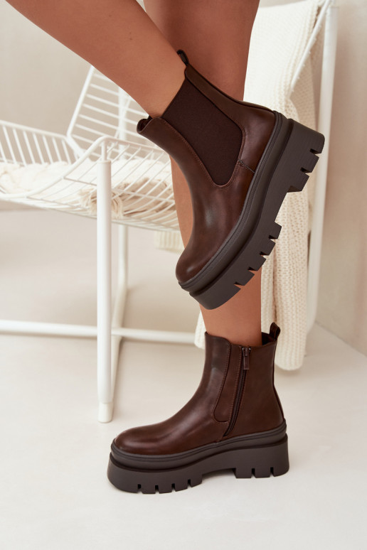 zahriať sa štýlové čižmy Dámske s platformou CzekoladoIne Ismira