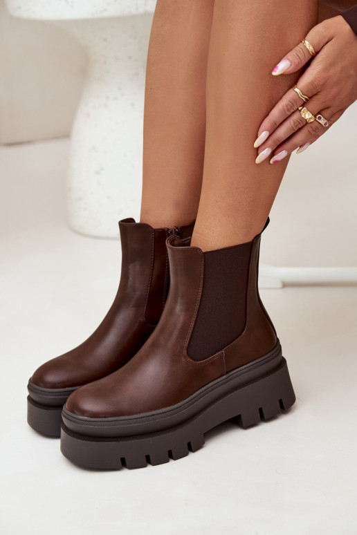 zahriať sa štýlové čižmy Dámske s platformou CzekoladoIne Ismira