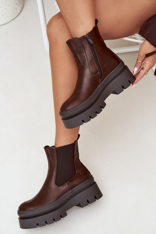 zahriať sa štýlové čižmy Dámske s platformou CzekoladoIne Ismira