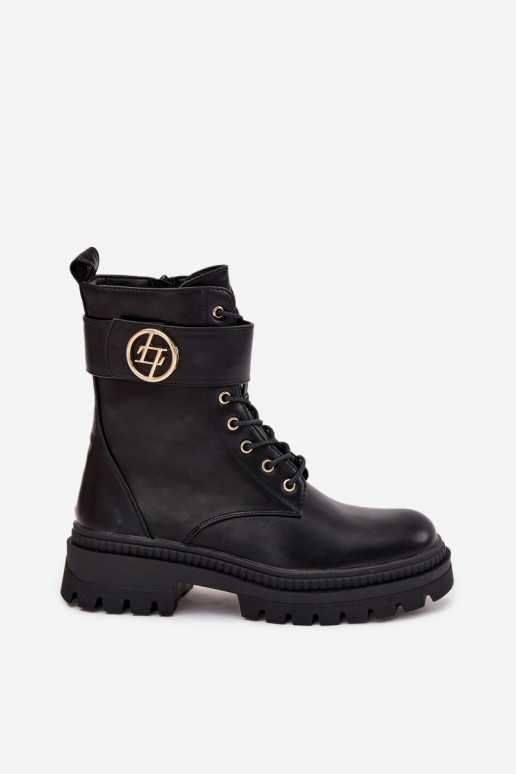 Pracovné členkové topánky Dámske Ze zlatej farbym Detalem zahriať sa čierna Fiorena Pracovné členkové topánky Dámske Ze zlatej farbym Detalem zahriať sa čierna Fiorena