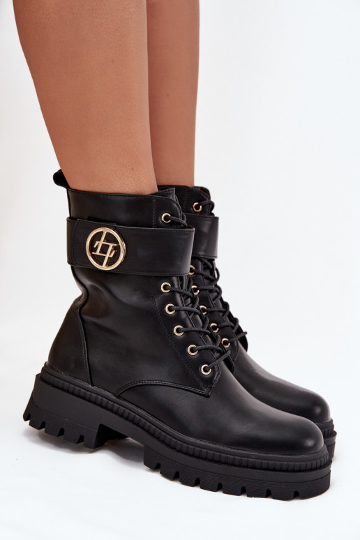 Pracovné členkové topánky Dámske Ze zlatej farbym Detalem zahriať sa čierna Fiorena Pracovné členkové topánky Dámske Ze zlatej farbym Detalem zahriať sa čierna Fiorena